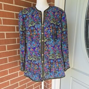 Vintage Adrianna Papell Vintage Blazer Multicolor Tapestry Print